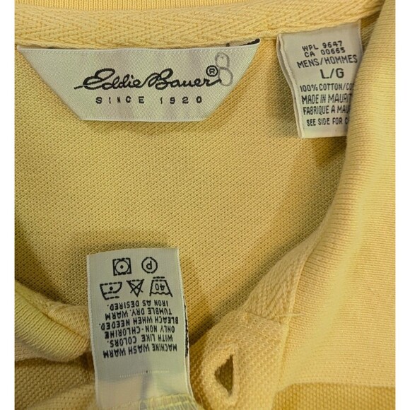Eddie Bauer Polo Shirt Mens Large Yellow Short Sleeve Golf Activate Wear Light - Picture 4 of 7